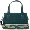Urban Originals August Croc Embossed Vegan Leather Crossbody Bag In Green