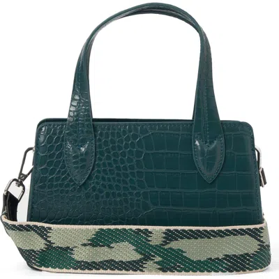 Urban Originals August Croc Embossed Vegan Leather Crossbody Bag In Green