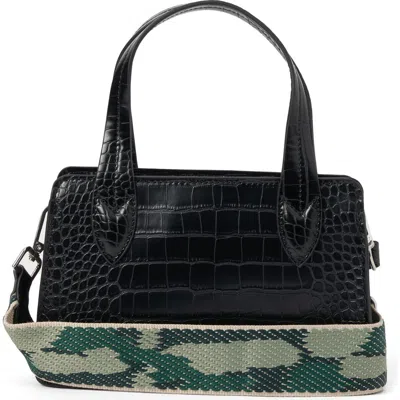 Urban Originals August Croc Embossed Vegan Leather Crossbody Bag In Black