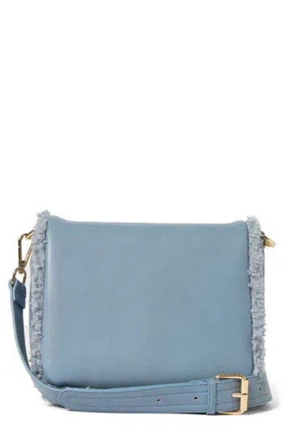 Urban Originals Faux Shearling Flap Crossbody Bag In Blue