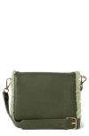 Urban Originals Faux Shearling Flap Crossbody Bag In Green