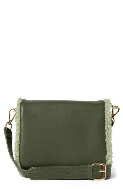 Urban Originals Faux Shearling Flap Crossbody Bag In Green