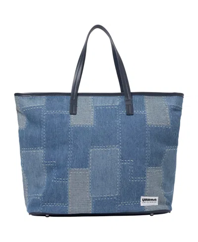 Urban Originals Patchwork Hero Extra Large Tote Bag In Blue