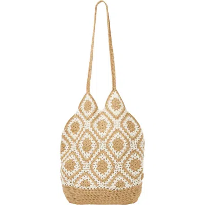 Urban Originals Sunflower Woven Square Tote Bag In Sand