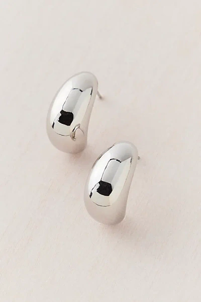 Urban Outfitters 14k Gold Plated Dome Drop Earring In White Gold Plated, Women's At