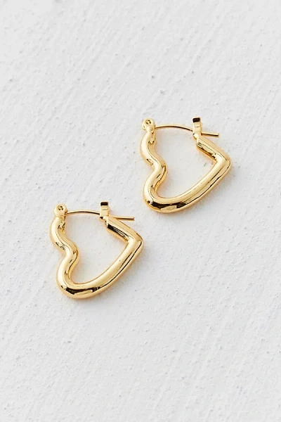 Urban Outfitters 14k Gold Plated Heart Hoop Earring In Gold, Women's At