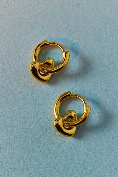 Urban Outfitters 14k Gold Plated Puffy Heart Mini Hoop Earring In Gold, Women's At