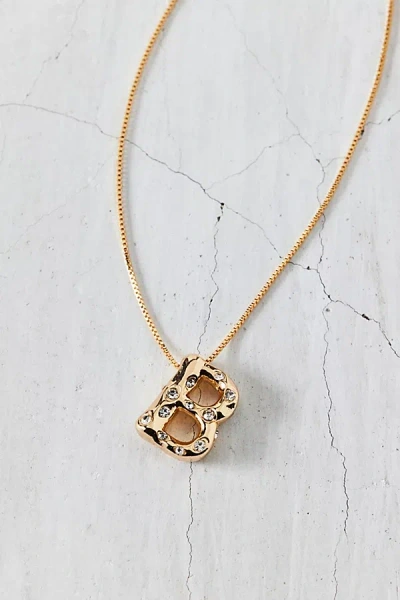 Urban Outfitters 14k Gold Plated Rhinestone Bubble Initial Charm Necklace, Women's At