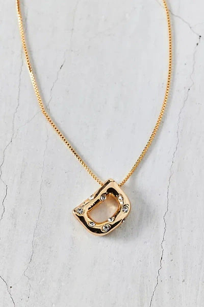 Urban Outfitters 14k Gold Plated Rhinestone Bubble Initial Charm Necklace, Women's At  In Multicolor