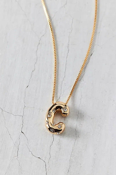 Urban Outfitters 14k Gold Plated Rhinestone Bubble Initial Charm Necklace, Women's At