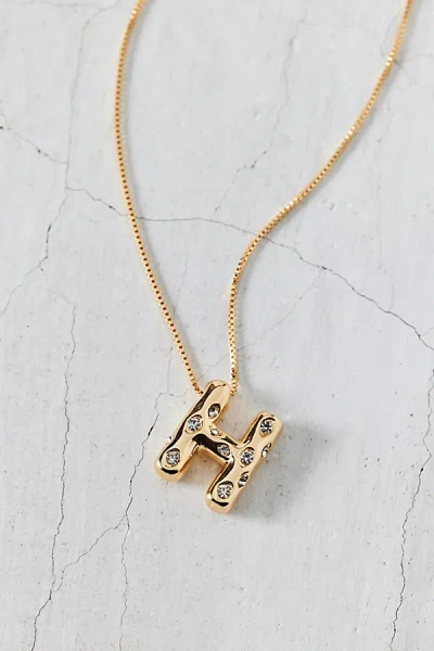 Urban Outfitters 14k Gold Plated Rhinestone Bubble Initial Charm Necklace, Women's At