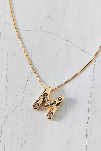 Urban Outfitters 14k Gold Plated Rhinestone Bubble Initial Charm Necklace, Women's At  In Multi