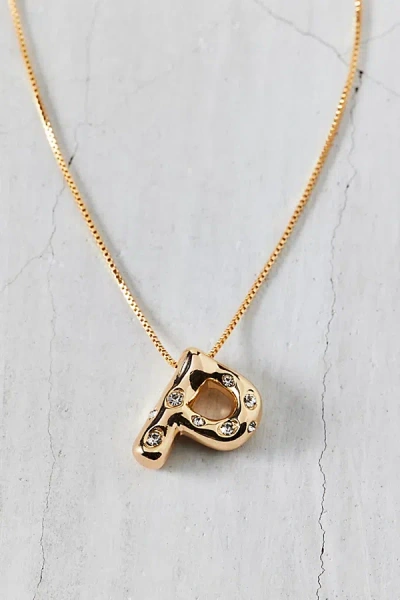 Urban Outfitters 14k Gold Plated Rhinestone Bubble Initial Charm Necklace, Women's At  In Multicolor