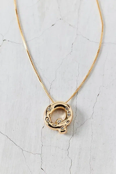 Urban Outfitters 14k Gold Plated Rhinestone Bubble Initial Charm Necklace, Women's At