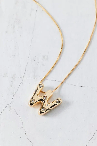 Urban Outfitters 14k Gold Plated Rhinestone Bubble Initial Charm Necklace, Women's At