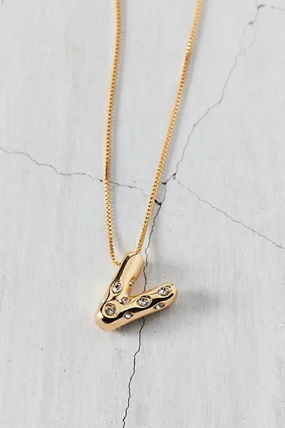 Urban Outfitters 14k Gold Plated Rhinestone Bubble Initial Charm Necklace, Women's At  In Multicolor