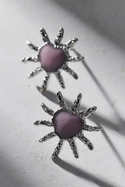Urban Outfitters 14k Gold Plated Sunburst Stud Earring In Silver, Women's At