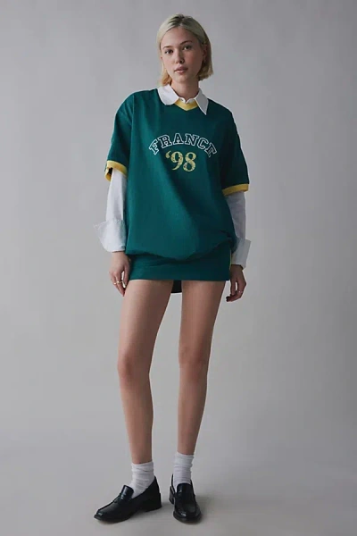 Urban Outfitters 1998 France Oversized V-neck Jersey Tee In Green, Women's At