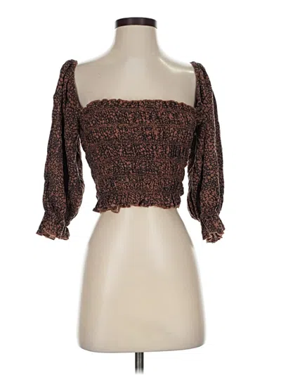 Pre-owned Urban Outfitters 3/4 Sleeve Blouse In Brown