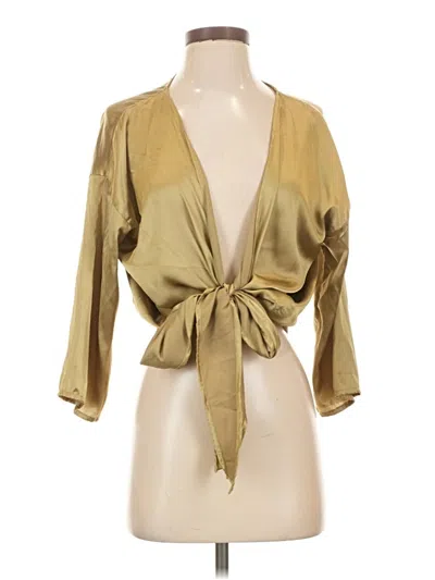 Urban Outfitters 3/4 Sleeve Blouse In Brown