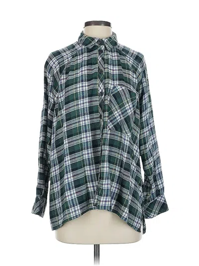 Pre-owned Urban Outfitters 3/4 Sleeve Button Down Shirt In Green