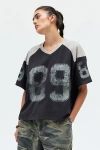 Urban Outfitters 89 V-neck Boxy Graphic Tee In Black/white, Women's At