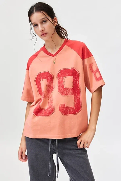 Urban Outfitters 89 V-neck Boxy Graphic Tee In Red, Women's At