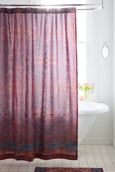 Urban Outfitters Acacia Floral Medallion Patterned Shower Curtain In Mauve At  In Purple