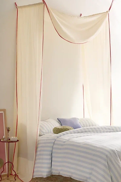 Urban Outfitters Adair Cotton Canopy Headboard In Red Piping At  In White