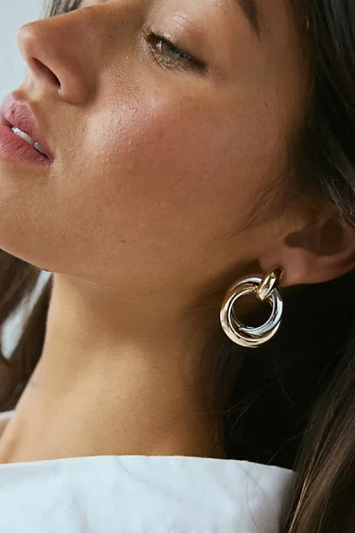 Urban Outfitters Adriana Statement Twist Hoop Earring In Mixed Metal, Women's At  In Multi