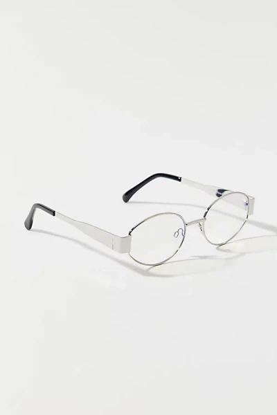 Urban Outfitters Agent Slim Metal Oval Readers In Silver, Women's At