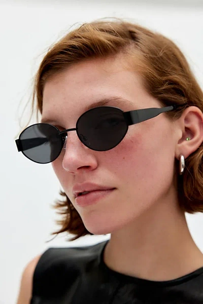 Urban Outfitters Agent Slim Oval Sunglasses In Black, Women's At