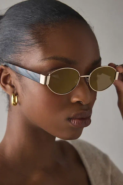 Urban Outfitters Agent Slim Oval Sunglasses In Brown, Women's At  In Green