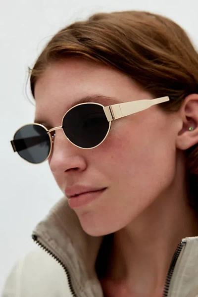 Urban Outfitters Agent Slim Oval Sunglasses In Gold, Women's At  In Black