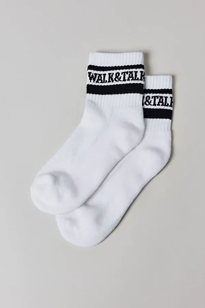 Urban Outfitters Alana Striped Athletic Quarter Crew Sock In Walk/talk, Women's At