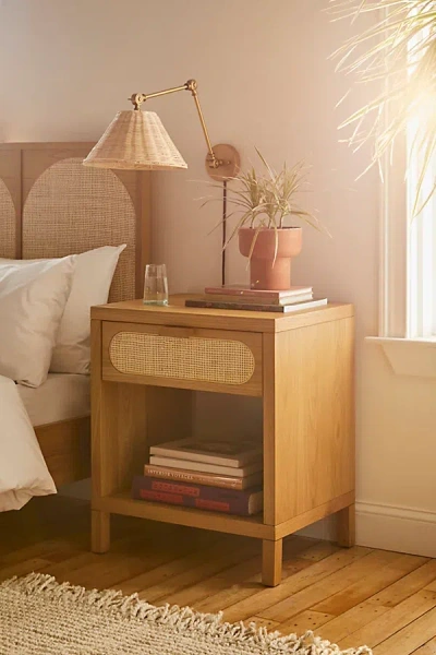 Urban Outfitters Alder Cane Paned Storage Nightstand In Natural At
