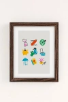 Urban Outfitters Aley Wild Capricorn Emoji Art Print In Walnut Wood Frame At  In Brown