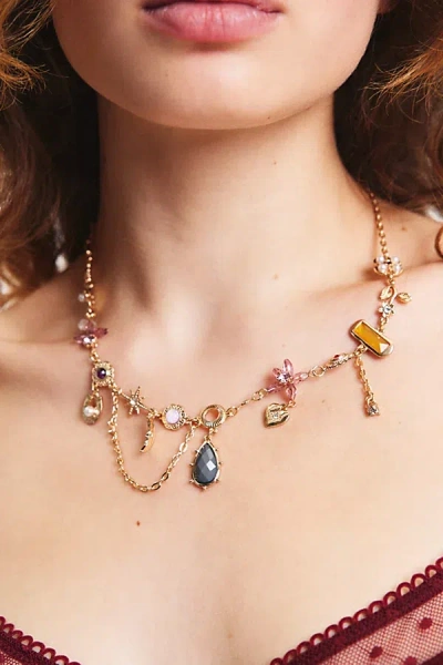 Urban Outfitters Alisa Gem Charm Necklace In Gold, Women's At