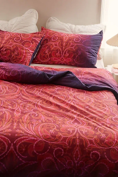 Urban Outfitters Alize Damask Duvet Cover In Purple At  In Red