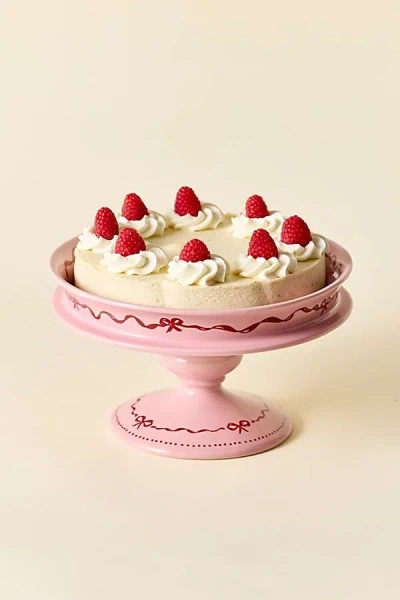 Urban Outfitters Allover Bow Ceramic Cake Stand In Pink At