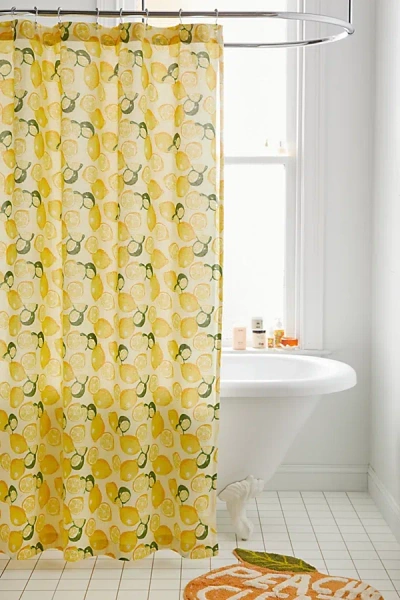 Urban Outfitters Allover Fruits Patterned Shower Curtain In Lime At