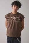 Urban Outfitters Alt Rock Graphic Cropped Cutoff Muscle Tee In Brown, Men's At