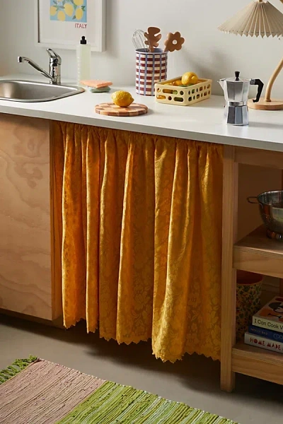 Urban Outfitters Amelia Lace Café Curtain Set In Gold At  In Yellow