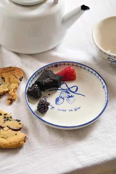 Urban Outfitters Amelie Snack Plate In Strawberry Bow At  In White