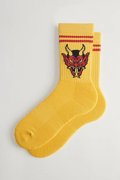 Urban Outfitters Americana Devil Crew Sock In Yellow, Men's At