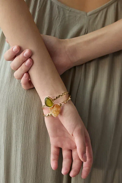 Urban Outfitters Amina Stone Cuff Bracelet Set In Gold, Women's At