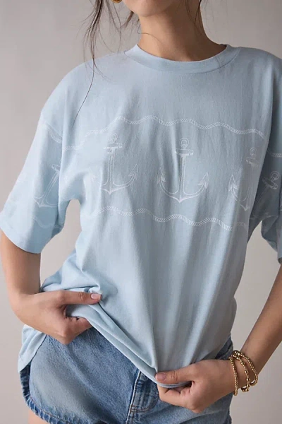 Urban Outfitters Anchors Graphic Oversized Cotton T-shirt Dress In Sky, Women's At  In Blue