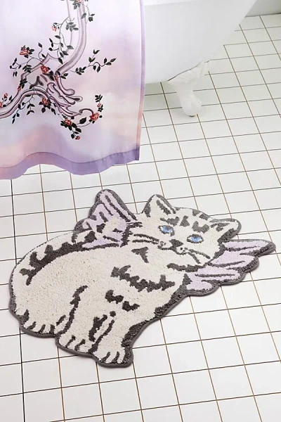 Urban Outfitters Angel Kitty Bath Mat In White At