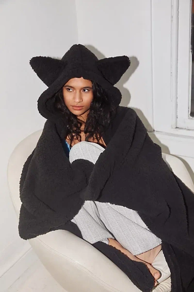 Urban Outfitters Animal Ears Fleece Throw Blanket In Black Cat At