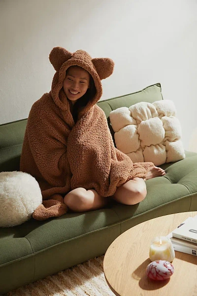 Urban Outfitters Animal Ears Fleece Throw Blanket In Brown Bear At  In Multi